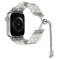 For Apple Watch Series 9 45mm Beaded Pearl Retractable Chain Watch Band(White)