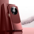 For Huawei Mate 40 Electroplated PC + Leather Shockproof Phone Case(Red)