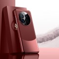 For Huawei Mate 50 Electroplated PC + Leather Shockproof Phone Case(Red)