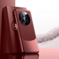 For Huawei Mate 50 Pro Electroplated PC + Leather Shockproof Phone Case(Red)