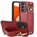 For Samsung Galaxy A15 4G Wristband Leather Back Phone Case(Red)