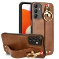 For Samsung Galaxy A15 4G Wristband Leather Back Phone Case(Brown)