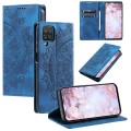 For Samsung Galaxy A12 5G/M12/F12 Totem Embossed Magnetic Leather Phone Case(Blue)
