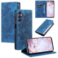 For Samsung Galaxy A34 5G Totem Embossed Magnetic Leather Phone Case(Blue)