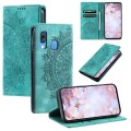 For Samsung Galaxy A40 Totem Embossed Magnetic Leather Phone Case(Green)