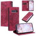 For Samsung Galaxy S10 Totem Embossed Magnetic Leather Phone Case(Red)