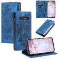For Samsung Galaxy S10+ Totem Embossed Magnetic Leather Phone Case(Blue)