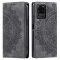 For Samsung Galaxy S20 Ultra Totem Embossed Magnetic Leather Phone Case(Grey)