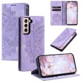 For Samsung Galaxy S21 5G Totem Embossed Magnetic Leather Phone Case(Purple)