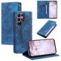 For Samsung Galaxy S22 Ultra 5G Totem Embossed Magnetic Leather Phone Case(Blue)