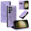 For Samsung Galaxy S23 Ultra 5G Totem Embossed Magnetic Leather Phone Case(Purple)