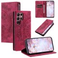 For Samsung Galaxy S24 Ultra 5G Totem Embossed Magnetic Leather Phone Case(Red)