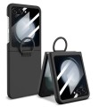 For Samsung Galaxy Z Flip5 Integrated Ultra-thin PC Phone Case with Ring(Black)