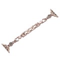 For Apple Watch SE 2023 44mm Diamond Hearts Metal Chain Watch Band(Rose Gold)