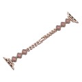 For Apple Watch SE 2022 44mm Diamond Four-leaf Clover Metal Chain Watch Band(Rose Gold)