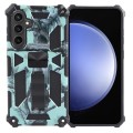 For Samsung Galaxy S24+ 5G Camouflage Armor Kickstand TPU + PC Magnetic Phone Case(Mint Green)