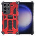 For Samsung Galaxy S24 Ultra 5G Armor Shockproof TPU + PC Magnetic Phone Case with Holder(Red)