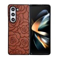 For Samsung Galaxy Z Fold3 Impression Flower Pattern Protective Phone Case(Brown)