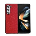 For Samsung Galaxy Z Fold5 Impression Flower Pattern Protective Phone Case(Red)