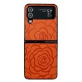 For Samsung Galaxy Z Flip3 Impression Flower Pattern Protective Phone Case(Orange)