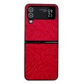 For Samsung Galaxy Z Flip3 Impression Flower Pattern Protective Phone Case(Red)