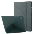 For Samsung Galaxy Tab A9+ TPU Deformation Multi-Fold Leather Tablet Case(Deep Green)