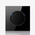 86mm Round LED Tempered Glass Switch Panel, Black Round Glass, Style:Two Billing Control