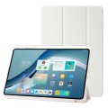 For Huawei Matepad 11 Pro 2024 Clear Acrylic 3-Fold Leather Tablet Case(White)