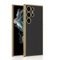 For Samsung Galaxy S24 Ultra 5G GKK Plating TPU + Leather Full Coverage Phone Case(Carbon Fiber)