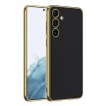For Samsung Galaxy S24 5G GKK Plating TPU + Leather Full Coverage Phone Case(Black)