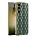 For Samsung Galaxy S24 5G GKK Rhombus Pattern Electroplating Plain PU Phone Case(Green)