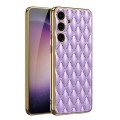 For Samsung Galaxy S24 5G GKK Rhombus Pattern Electroplating Plain PU Phone Case(Purple)