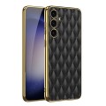 For Samsung Galaxy S24+ 5G GKK Rhombus Pattern Electroplating Plain PU Phone Case(Black)