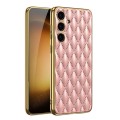 For Samsung Galaxy S24+ 5G GKK Rhombus Pattern Electroplating Plain PU Phone Case(Pink)