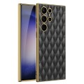 For Samsung Galaxy S24 Ultra 5G GKK Rhombus Pattern Electroplating Plain PU Phone Case(Black)