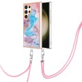 For Samsung Galaxy S24 Ultra 5G Electroplating Pattern IMD TPU Shockproof Case with Neck Lanyard(Mil