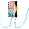 For Samsung Galaxy S24+ 5G Electroplating Pattern IMD TPU Shockproof Case with Neck Lanyard(Colorful