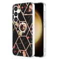 For Samsung Galaxy S24+ 5G Electroplating Splicing Marble Flower Pattern TPU Shockproof Case with Rh