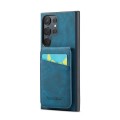 For Samsung Galaxy S24 Ultra 5G Fierre Shann Crazy Horse Card Holder Back Cover PU Phone Case(Blue)