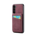 For Samsung Galaxy S24+ 5G Fierre Shann Crazy Horse Card Holder Back Cover PU Phone Case(Wine Red)