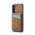 For Samsung Galaxy S24+ 5G Fierre Shann Crazy Horse Card Holder Back Cover PU Phone Case(Brown)