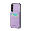 For Samsung Galaxy S24+ 5G Fierre Shann Crazy Horse Card Holder Back Cover PU Phone Case(Purple)
