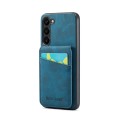 For Samsung Galaxy S24+ 5G Fierre Shann Crazy Horse Card Holder Back Cover PU Phone Case(Blue)