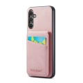 For Samsung Galaxy A13 5G Fierre Shann Crazy Horse Card Holder Back Cover PU Phone Case(Pink)