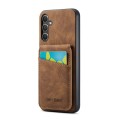 For Samsung Galaxy A15 Fierre Shann Crazy Horse Card Holder Back Cover PU Phone Case(Brown)