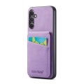 For Samsung Galaxy A15 Fierre Shann Crazy Horse Card Holder Back Cover PU Phone Case(Purple)