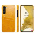 For Samsung Galaxy S24+ 5G Fierre Shann Oil Wax Texture Leather Phone Case with Card Slots(Yellow)