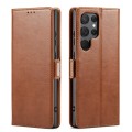 For Samsung Galaxy S24 Ultra 5G Fierre Shann PU Genuine Leather Texture Phone Case(Brown)