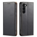 For Samsung Galaxy S24 5G Fierre Shann PU Genuine Leather Texture Phone Case(Black)