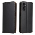 For Samsung Galaxy A55 5G Fierre Shann PU Genuine Leather Texture Phone Case(Black)